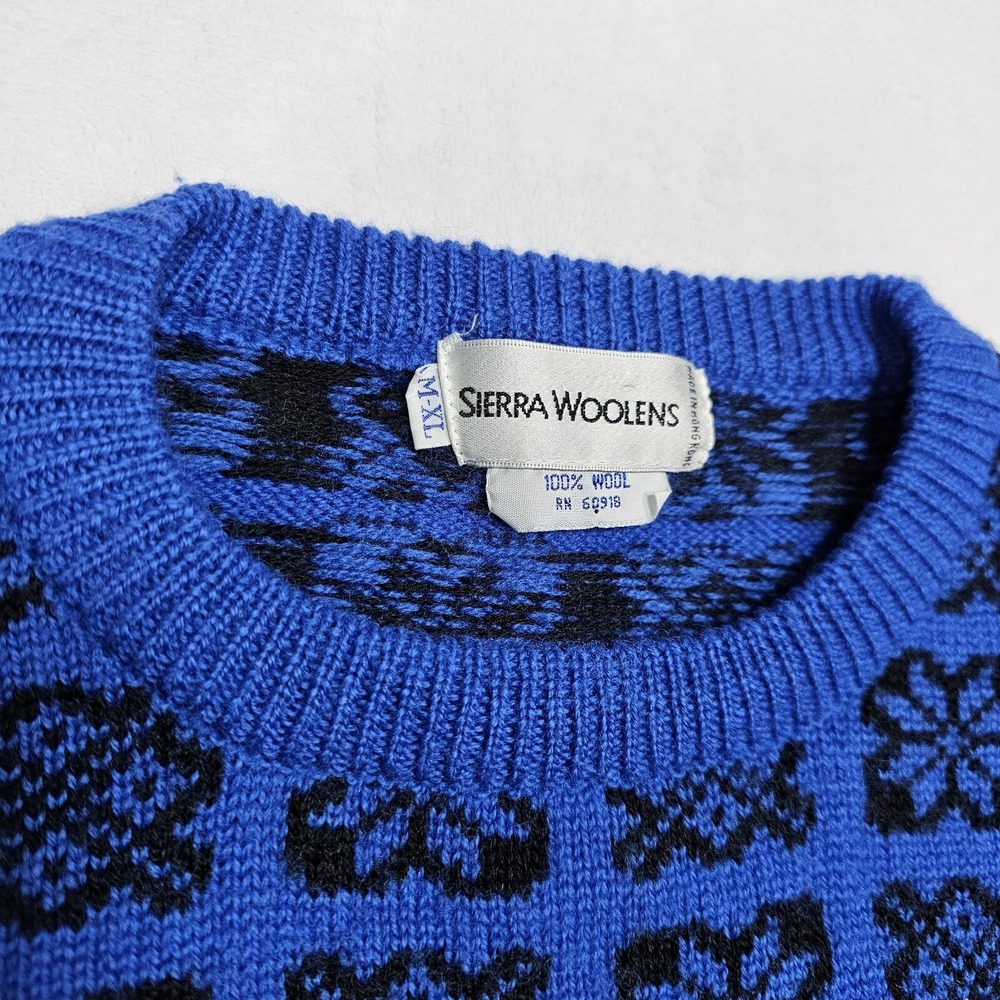 Vtg Sierra Woolens Pullover Sweater Men XL 100% Wool Ski Snowflake Knit Pullover - Picture 4 of 9